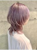 ネオウルフ/マッシュウルフ/透け感/ラベンダーピンク＃大宮