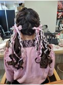 編み込みカチューシャ＋編み込みツインテール