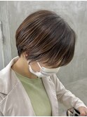 大人可愛い20代30代40代黒髪前下がりショートボブ丸みショート