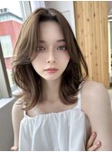 大人可愛い韓国ヘア　レイヤーカット　くびれヘア　ミディアム#
