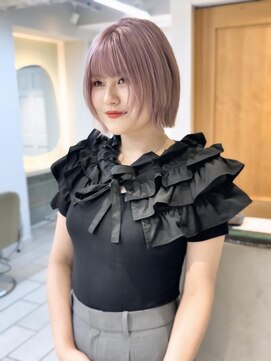 テトラ バイ ネオリーブ 横浜西口店(tetra by neolive) ピンクベージュ　ボブウルフ　顔周りカット　ケアブリーチ