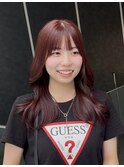 ブリーチなしダブルカラー×チェリーレッド