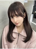 ピンクブラウン/内巻きストレート/ピンクカラー/韓国ストレート