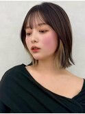 三鷹レイヤーカット韓国ダブルカラー顔周り前髪カットボブ