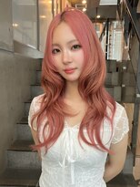 アイリス 天文館店(AIRIS)&nbsp;ピンクベージュ ブリーチダブルカラー センター分け レイヤー