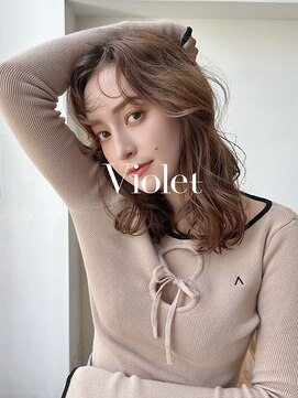 バイオレット ナゴヤ(Violet Nagoya) ブラウンベージュ大人セミロングレイヤーカットヘルシーウェーブ