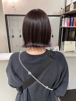 切りっぱなしボブ  外ハネボブ　ラベンダーブラウン