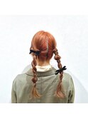 ツイン編み下ろしアレンジ/横浜ヘアアレンジ/結婚式お呼ばれ