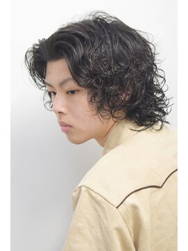 カーウォッシュバーバー(CARWASH BARBER) ウルフマッシュパーマアッシュブラック1205