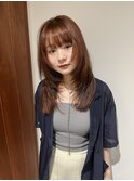 レイヤーカット　ロングレイヤー　フェイスレイヤー　暖色カラー