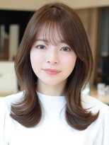 小顔前髪イメチェンくびれレイヤーミディアム マロンブラウン