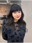 顔周りレイヤーカット小顔ボブルフ/黒髪地毛風カラー/博多