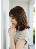 30代/40代/50代/ミディアムレイヤー/外はね/ワンカール