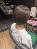 ショートボブ　マロンブラウン　脱白髪染め　ミセスショート