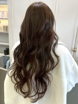 セプト 天神大名(SEPT.) オリーブベージュ ブリーチなしダブルカラー 巻き髪ロング