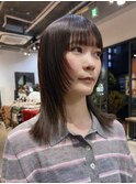 ミディアムレイヤーハッシュカットレイヤーカットレッドブラウン
