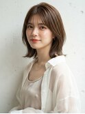 顔周りレイヤードミディアムボブ/大人ボブくびれボブ/外ハネボブ