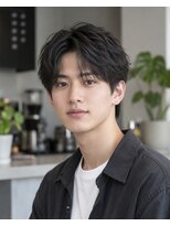 ロア(Roa.)&nbsp;フェザーショートセンターパートツーブロック韓国毛流れパーマ