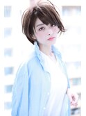 ベージュ小顔ショートボブスタイル【Cirrus by Cloud zero】