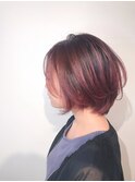ピンクグレージュ_ショートバレイヤージュ