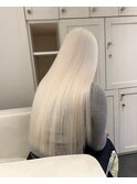 12598髪質改善金髪ホワイトブロンドマロンベージュストレート
