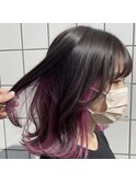 インナーカラーピンク イヤリングカラーピンクグラデーション