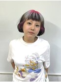 デザインカラー　ミニボブ　夏　オン眉