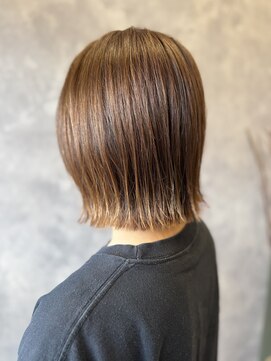 ザ ラブズ ラフズ ヘアー 本店(the loves laughs hair) 切りっぱなしボブ/オリーブブラウン/透明感カラー