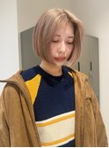 ミルクティーカラー/ベージュカラー/ミニボブ/hanami