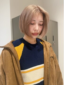 ミルクティーカラー/ベージュカラー/ミニボブ/hanami