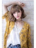 ヘアーアートシフォン 川口東口店(hair art chiffon) ピンクブラウンの切りっぱなしボブのイメチェン大人美髪ヘア