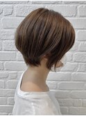 大人可愛いハンサムショート×ベージュ マッシュ くびれヘア