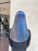 タイドヘア 茨木店(TIDE HAIR) シルバーグレー×アクアブルー　ツートーンカラー