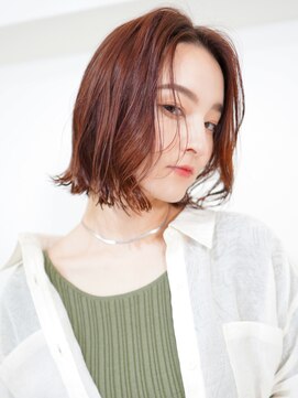 ラフィス ヘアーコロナ 河原町店(La fith hair corona) 【La fith】オレンジブラウン×切りっぱなしボブ