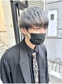 エンドカラー/ホワイトグレー/裾カラー/メンズハイトーン