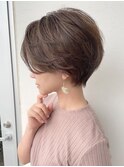 くびレイヤーショートボブ/バレイヤージュミルクティー30代40代