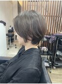 白髪ぼかし/イメチェンヘアスタイル/前髪カタログ/ショートボブ