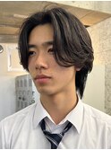 ナチュラルセンターパート七三分けニュアンスパーマカルマパーマ