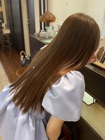 ナナナパレナ 梅田店(nanana parena) ミネラル縮毛矯正×ブリーチなし明るめ艶オレンジベージュカラー