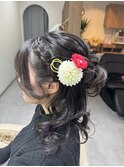 卒業式ハーフアップスタイル
