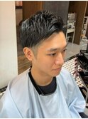 アップバング 黒髪 ビジネス ツーブロック 20代/30代