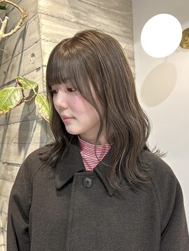 ヲタク(wotaku.) オリーブベージュブリーチなしカラー透明感カラー美髪髪質改善
