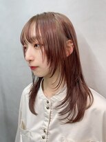 グレーベージュニュアンスカラーヘルシースタイルレイヤーロング