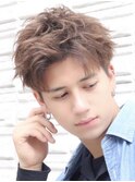 スパイキーショートビジネスショートツーブロックフェード30代