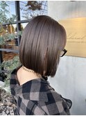 透明感 くすみベージュ切りっぱなしボブ【20代/30代/40代】