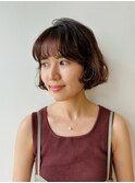 デジタルパーマ チェリーブラウン イメチェン 伸ばしかけヘア