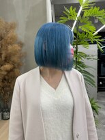 ギークス(GEEKS)&nbsp;【GEEKS渋谷】ブリーチカラー/ブルーカラー/切りっぱなし/顔周り