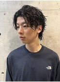 清潔感好印象◎メンズショートウルフ×波巻きパーマサーフカール