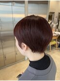 ブリーチなし◎冬暖色チェリーレッドで愛されショート