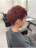 ワインレッドメンズブリーチメンズショート短髪ハイトーン